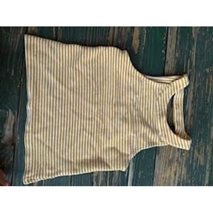 Deletta Anthropologie Striped Halter Top Mustard Yellow White Ribbed Knit XSP